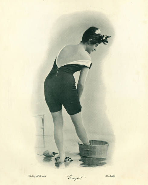 istock Young woman in bathing suit, Victorian, 19th Century 1227619211
