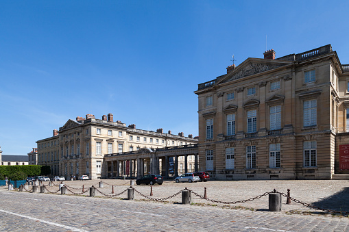 Compiègne, France - May 27 2020: The Compiègne Palace is a former royal and imperial residence which has been classified as a historic monument since 1994.