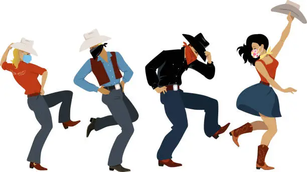 Vector illustration of Western dance party