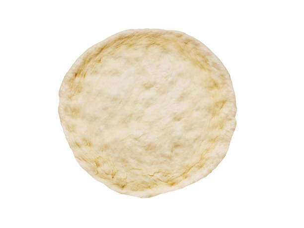 Pizza dough isolated on white background. Cooking process step by step. Top view. Round pizza dough dough stock pictures, royalty-free photos & images