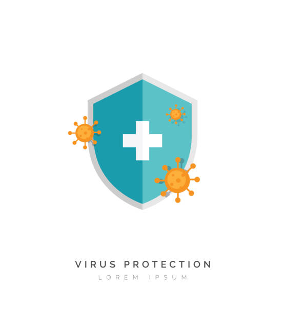 ilustrações de stock, clip art, desenhos animados e ícones de virus protection concept illustration - anti bacteria
