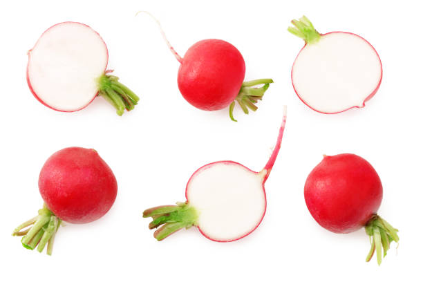 istock fresh radish with slices isolated on white background. top view 1227625168