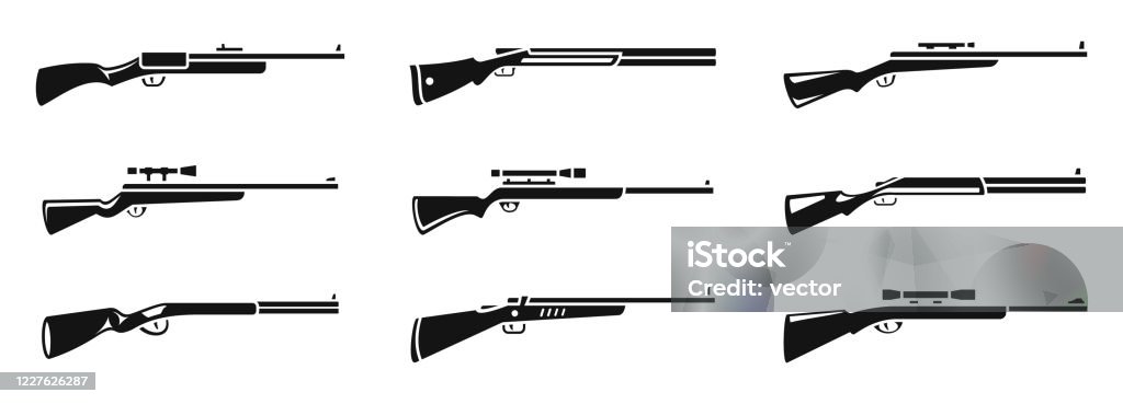 ícone de rifle de caça sniper em fundo branco. sinal de rifle sniper.  estilo plano. 10311166 Vetor no Vecteezy