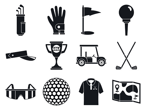 Golf sport icons set. Simple set of golf sport vector icons for web design on white background