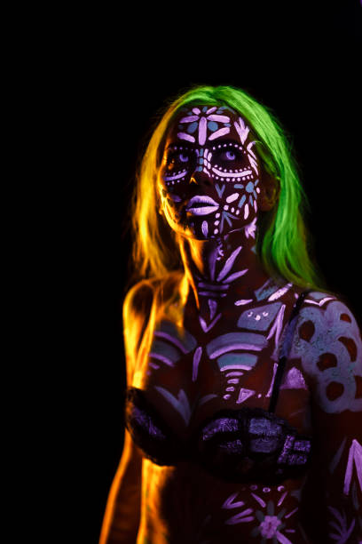 istock Portrait of beautiful model with fluorescent make-up 1227626568
