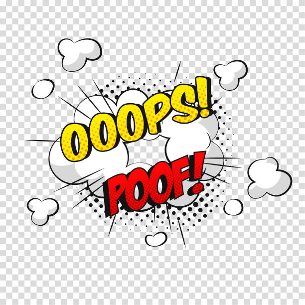 ilustrações de stock, clip art, desenhos animados e ícones de vector comic sound effect with phrase oops and poof. - comic book cartoon poof exploding