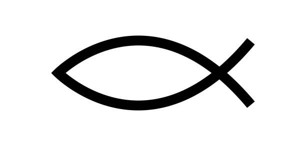 simbol ikan yesus. simbol kristen - ikan ilustrasi stok