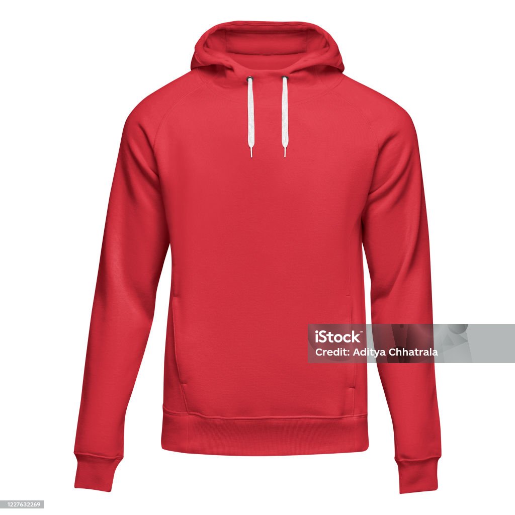 Red Sweatshirt plain Hooded Shirt Stock Photo