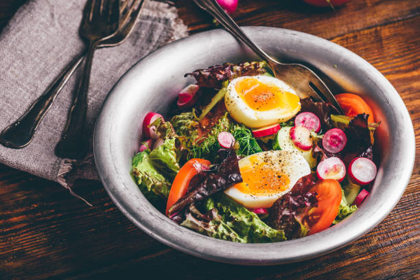 istock Fresh spring salad with homegrown vegetables and boiled eggs 1227636376