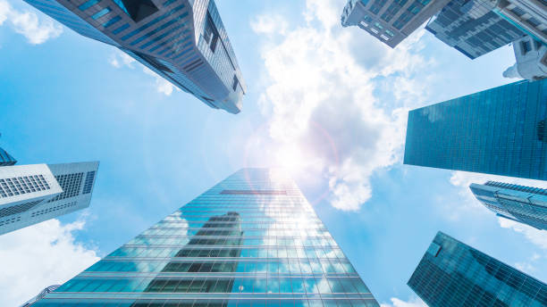 istock sky and exterior glass wall modern buildings. 1227637541
