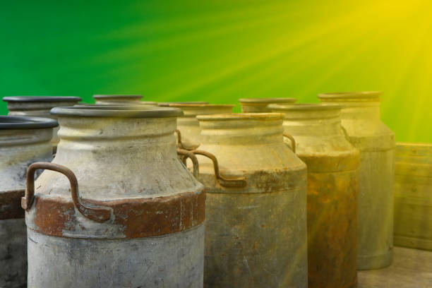 Milk jugs at an alpine hut