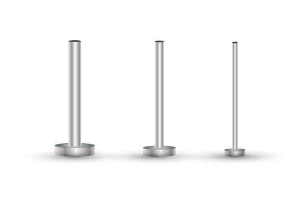 istock Realistic fencing for exclusive entrance or security zone. Silver barrier with red ribbon for VIP Presentation. Red rope for exhibition halls and car dealerships. 1227637808