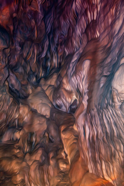 istock Colorful cave texture in digital processing as an oil painting. 1227642591