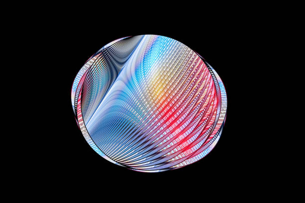 Colorful spherical fractal geometry isolated on black , computer generated abstract background, 3D rendering