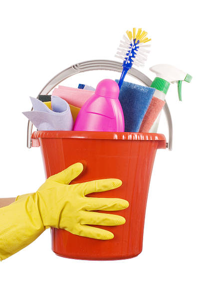 istock Plastic bucket with cleaning supplies 122771194