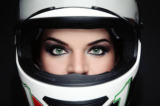 istock Woman in biker helmet 122776314