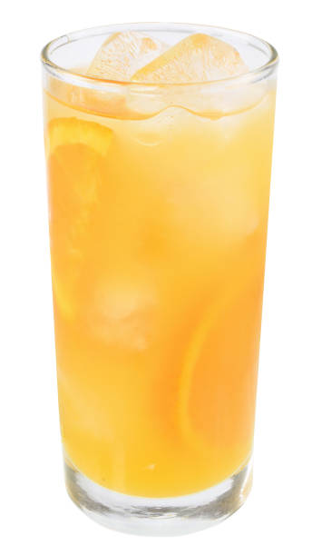 istock Cocktail with orange juice and ice cube isolated 1227943612