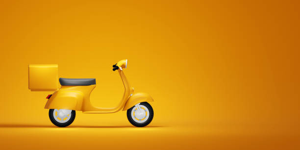 Yellow vintage scooter, 3d illustration