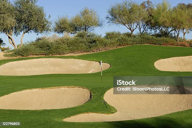 Surrounded By Sand Traps Stock Photo - Download Image Now - Golf, Sand Trap, Arid Climate