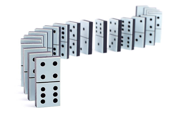 istock Line of domino pieces on white background 122813734