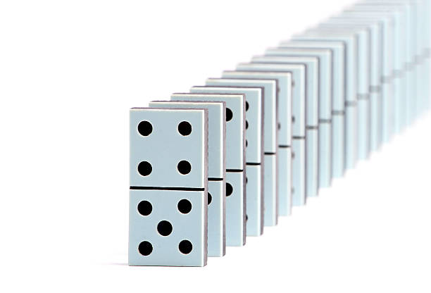 istock Domino pieces in a line on white background 122815823