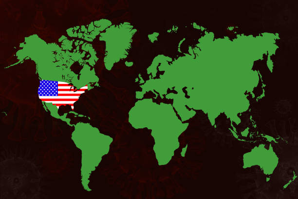 istock World map illustration and highlight at United States of America 1228212280
