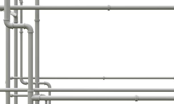 White plumbing pipes on white background 3d illustration
