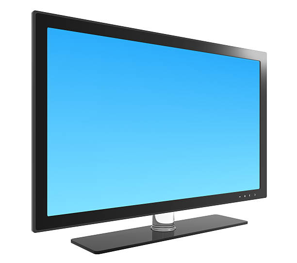 istock Digital 3D image of flat screen television with blue screen 122826415