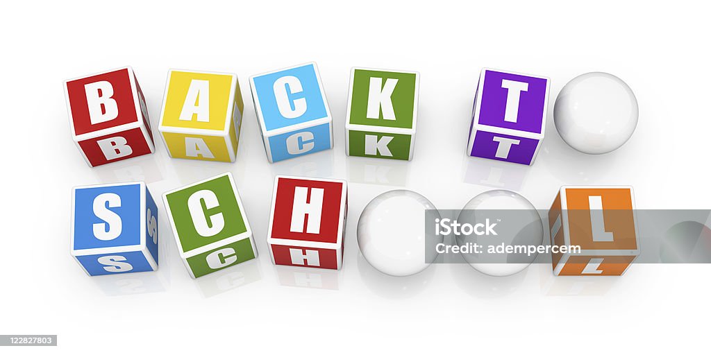 Serie di blocchi colorati-BACK TO SCHOOL - Foto stock royalty-free di A forma di blocco