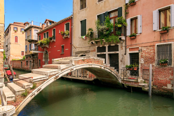 Sea Canal with bridge in Venice italy