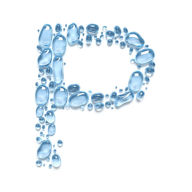 gocce d'acqua. la lettera p - letter p water liquid text foto e immagini stock