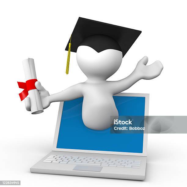 Elearning Stock Photo - Download Image Now - Cap - Hat, Color Image, Computer