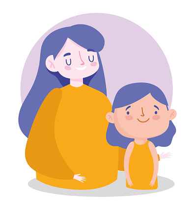 Mother And Daughter Characters Cartoon Family Day Stock Illustration -  Download Image Now - Adult, Beauty, Cartoon - iStock