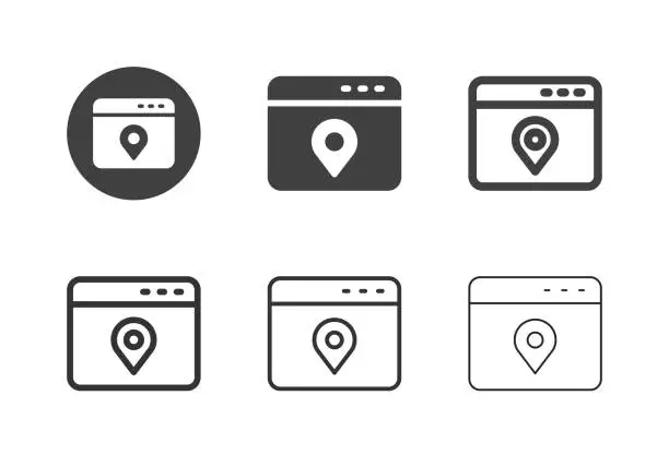 Vector illustration of Web Location Service Icons - Multi Series