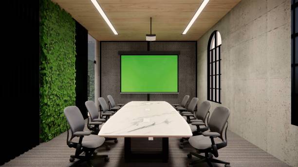 istock Interior Empty Modern Loft Office open space modern office footage.Modern open concept Lobby and reception area meeting room design. 3dRendering . 1228622246