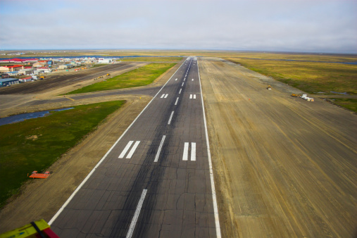 Aerial photos of landing strip of the airport