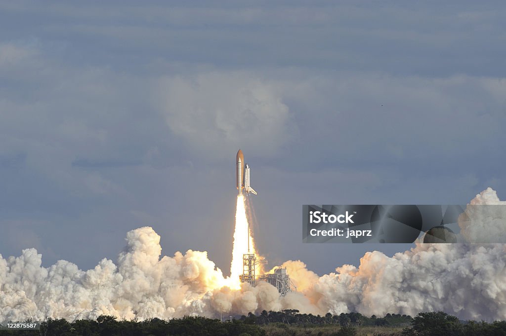 Space Shuttle Lift Off Space Shuttle Atlantis launches from the Kennedy Space Center  Rocketship Stock Photo