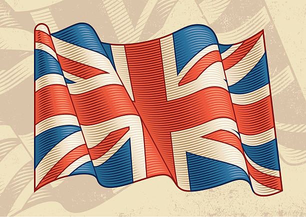 illustrations, cliparts, dessins animés et icônes de vintage drapeau britannique - british flag flag old fashioned retro revival