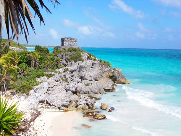 Temple of the God of the Winds, Tulum stock photo