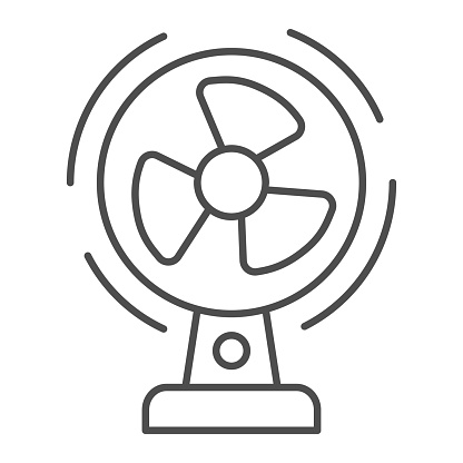 Blower thin line icon, hotel electronics concept, Ventilator sign on white background, desktop fan icon in outline style for mobile concept and web design. Vector graphics