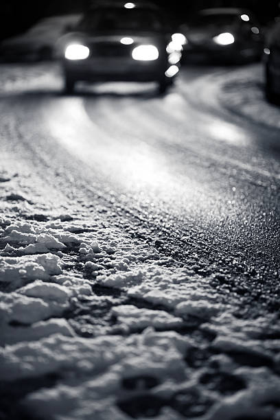 istock Street at night - covered with a layer of ice 122912349