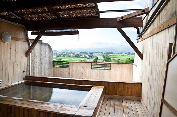 istock Private onsen in a japanese ryokan room 122926064