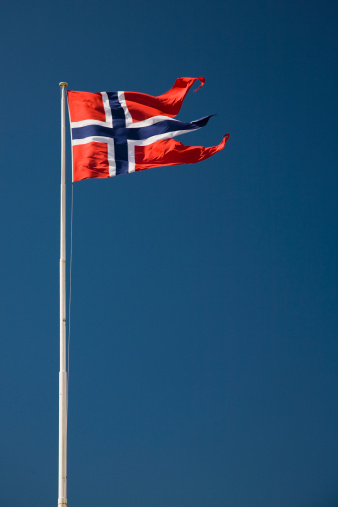 Norway Flag , against blue sky