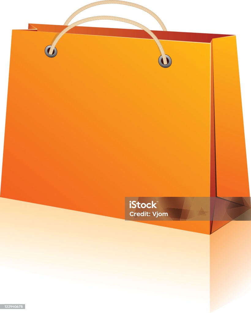 Pomarańczowy zakupy torbę. - Grafika wektorowa royalty-free (Bez ludzi)