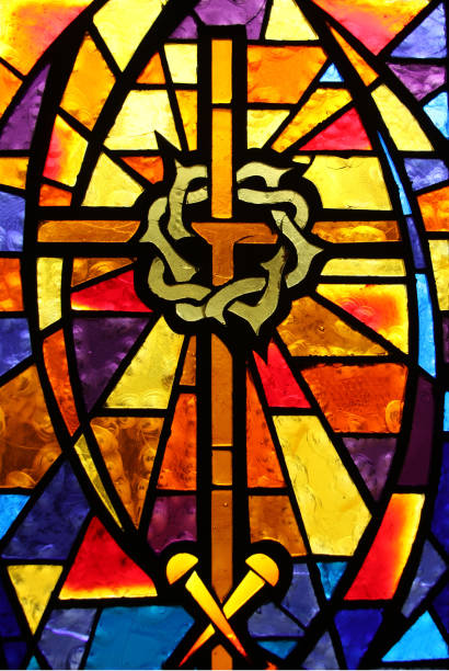 istock Stained Glass Window - Crown of Thorns/Easter Theme 122947246