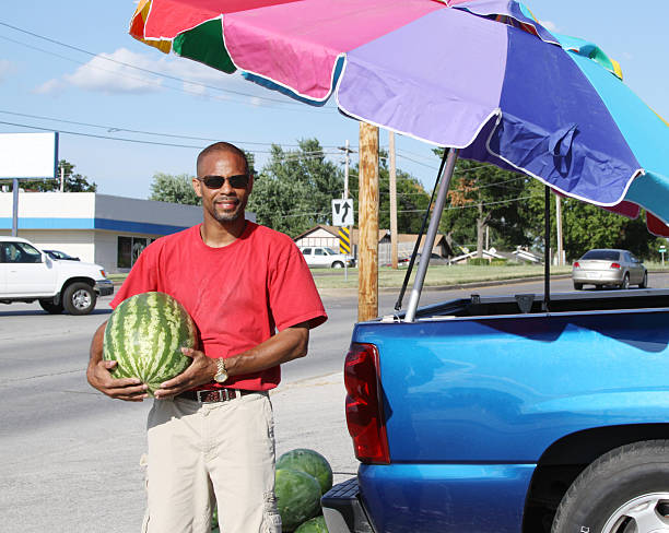 Watermelon, Transport, Truck - A truck loaded with melons taken to the farmer’s market
