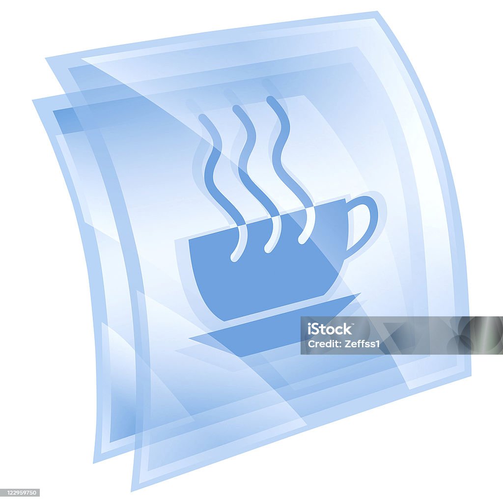 Taza de café, icono azul cuadrada aislado sobre fondo blanco. - Ilustración de stock de Azul libre de derechos