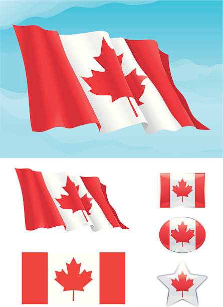 Conjunto de bandera canadiense - ilustración de arte vectorial