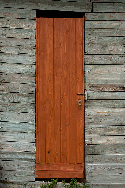 istock Background of old wall with door 122966275