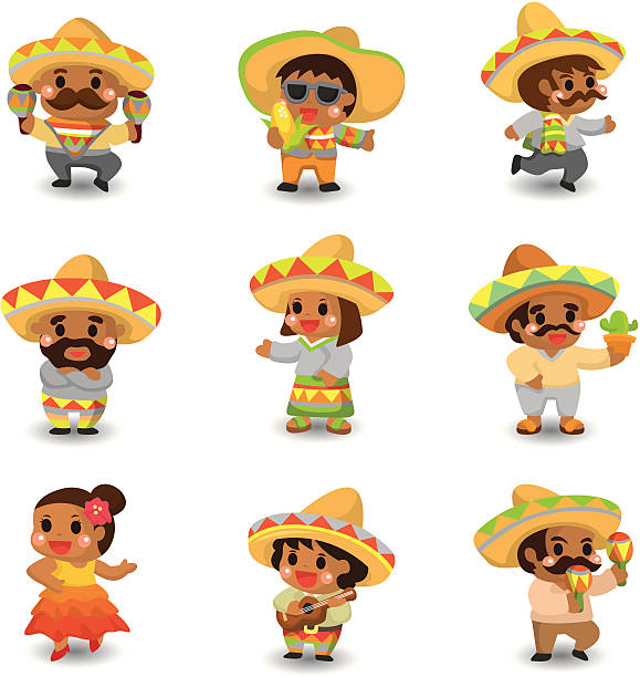 cartoon Mexican icons 9 cute cartoon Mexican icons hot mexican girls stock illustrations